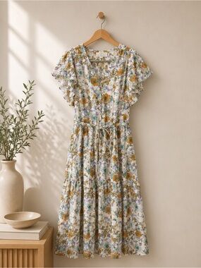 NWT: Trovata Birds of Paradis - Kristi Dress in Violet Tendril Size L
